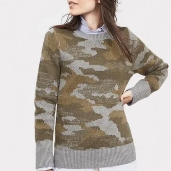 Banana Republic Wool Mohair Cotton Blend Camouflage Crewneck Sweater - Picture 6 of 16